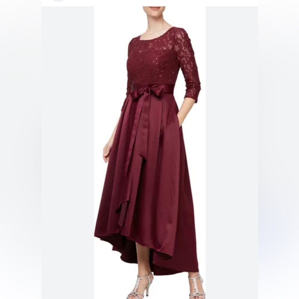 Alex Evenings Sequin Lace High-Low Cocktail Dress NWT